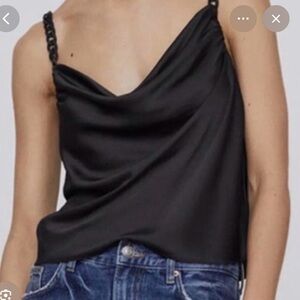 ZARA Black Satin Chain Camisole